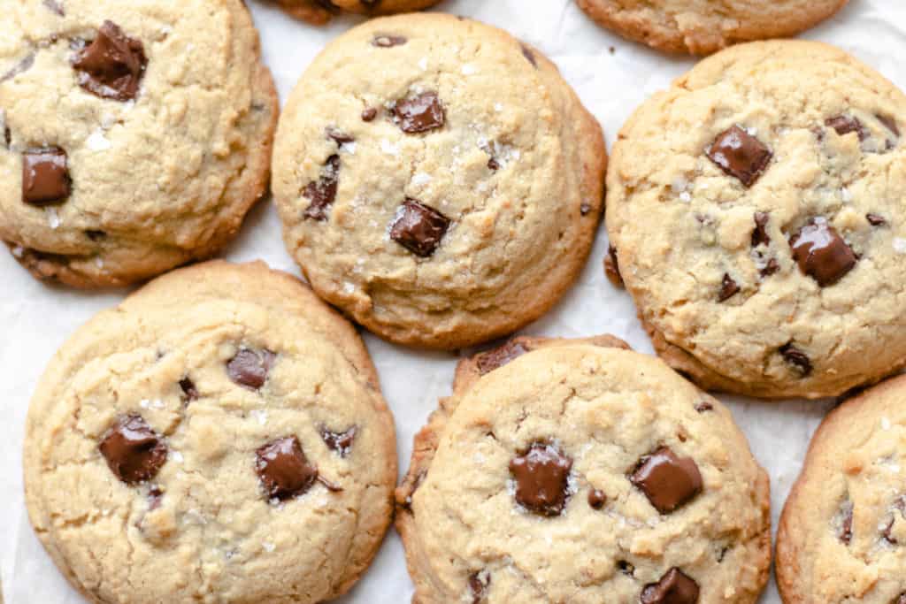 tahini cookies with gooey chocolate chips