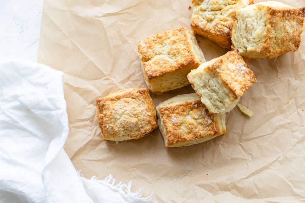 buttery, soft biscuits piled together