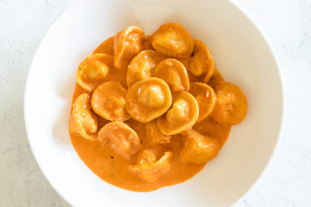 tortellini's stuffed with lobster and ricotta with vodka sauce