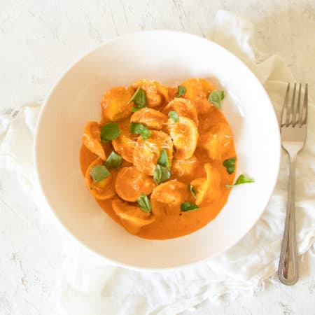 tortellini stuffed with lobster and ricotta in a vodka sauce