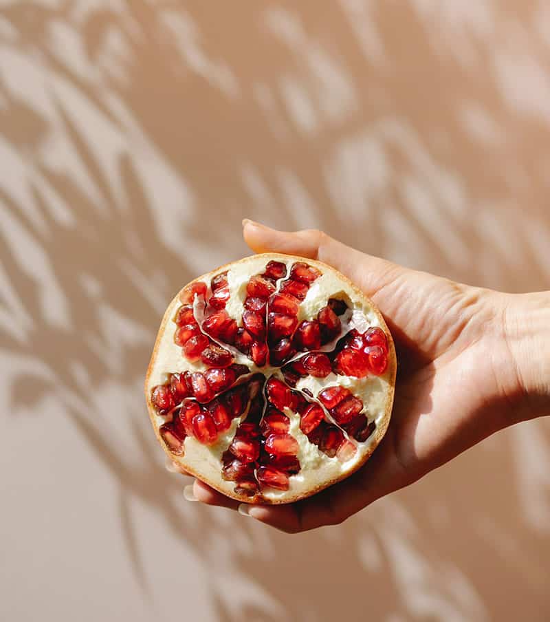 Pomegranate cut in half