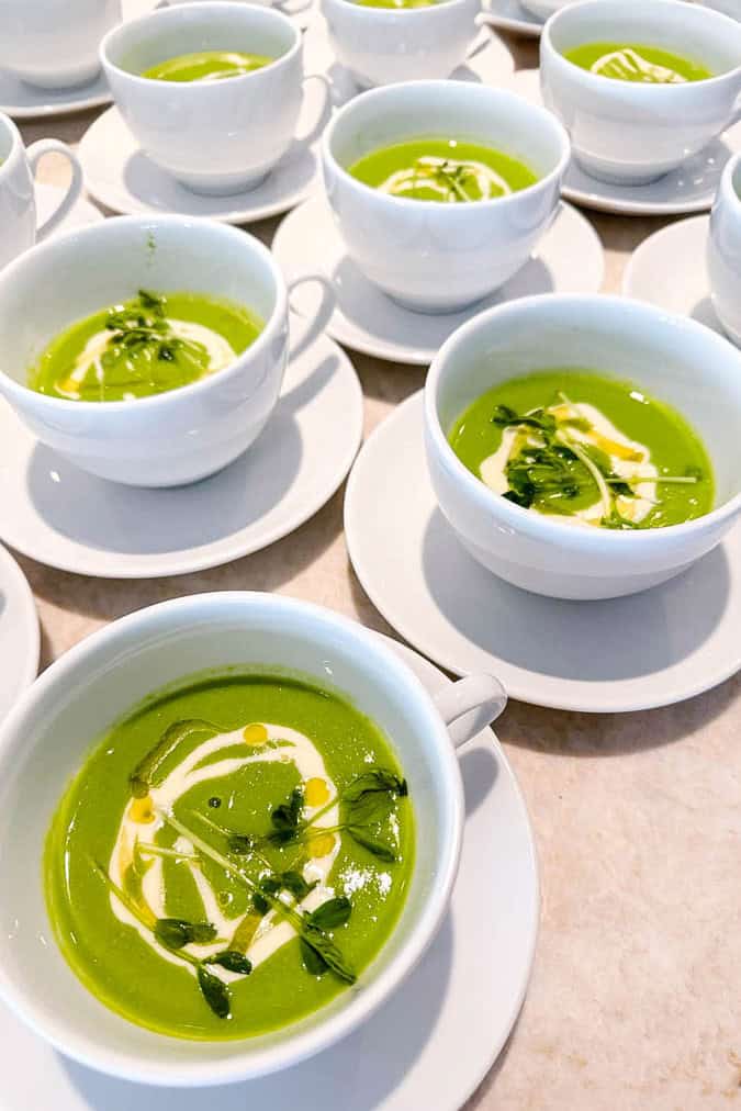 Spring Pea Soup in Tea Cups