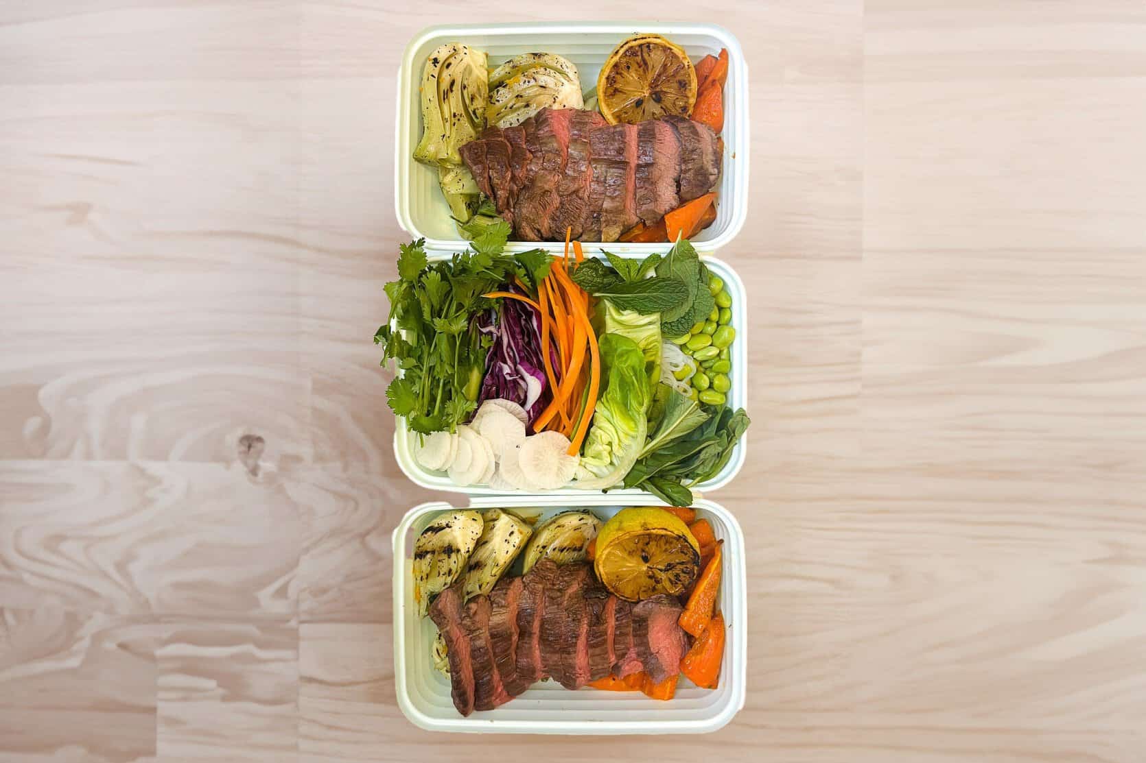 multiple meal prep boxes