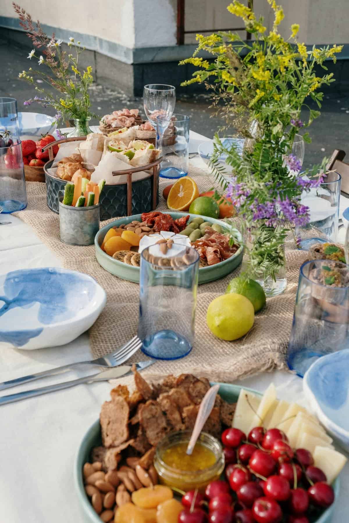 Food served on the dinner table