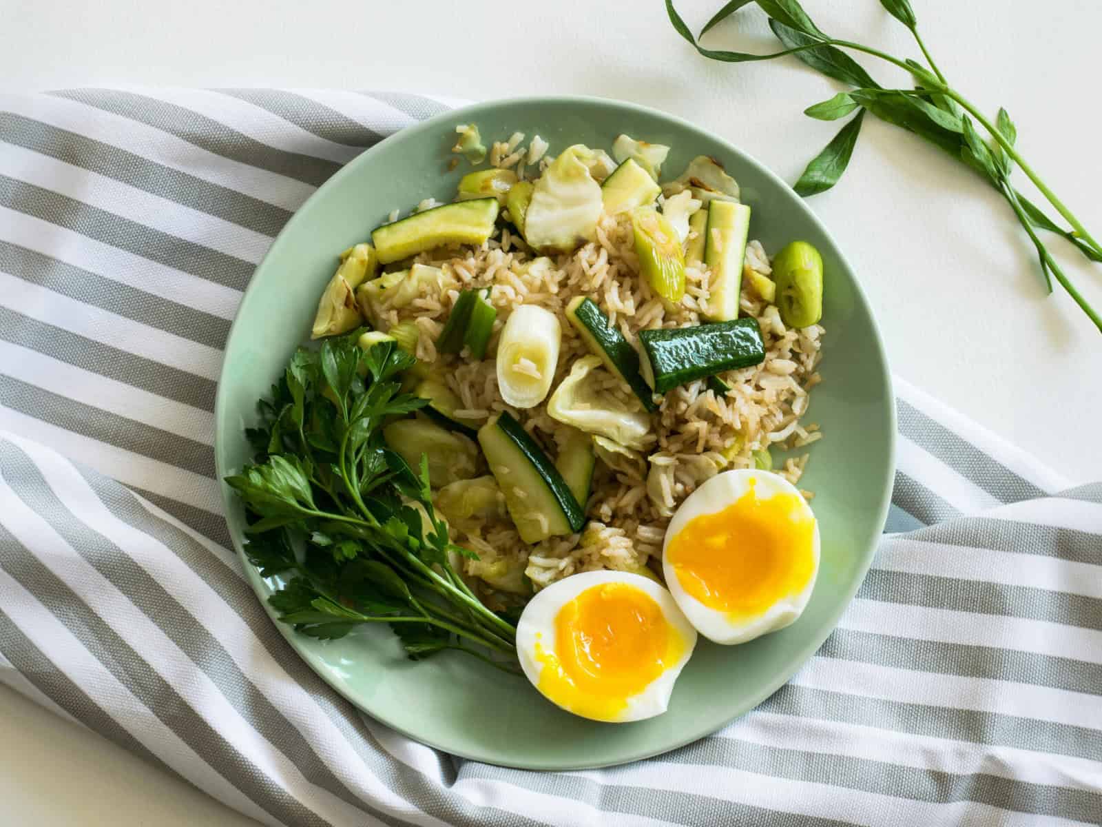 healthy plate of quinoa and zucchini