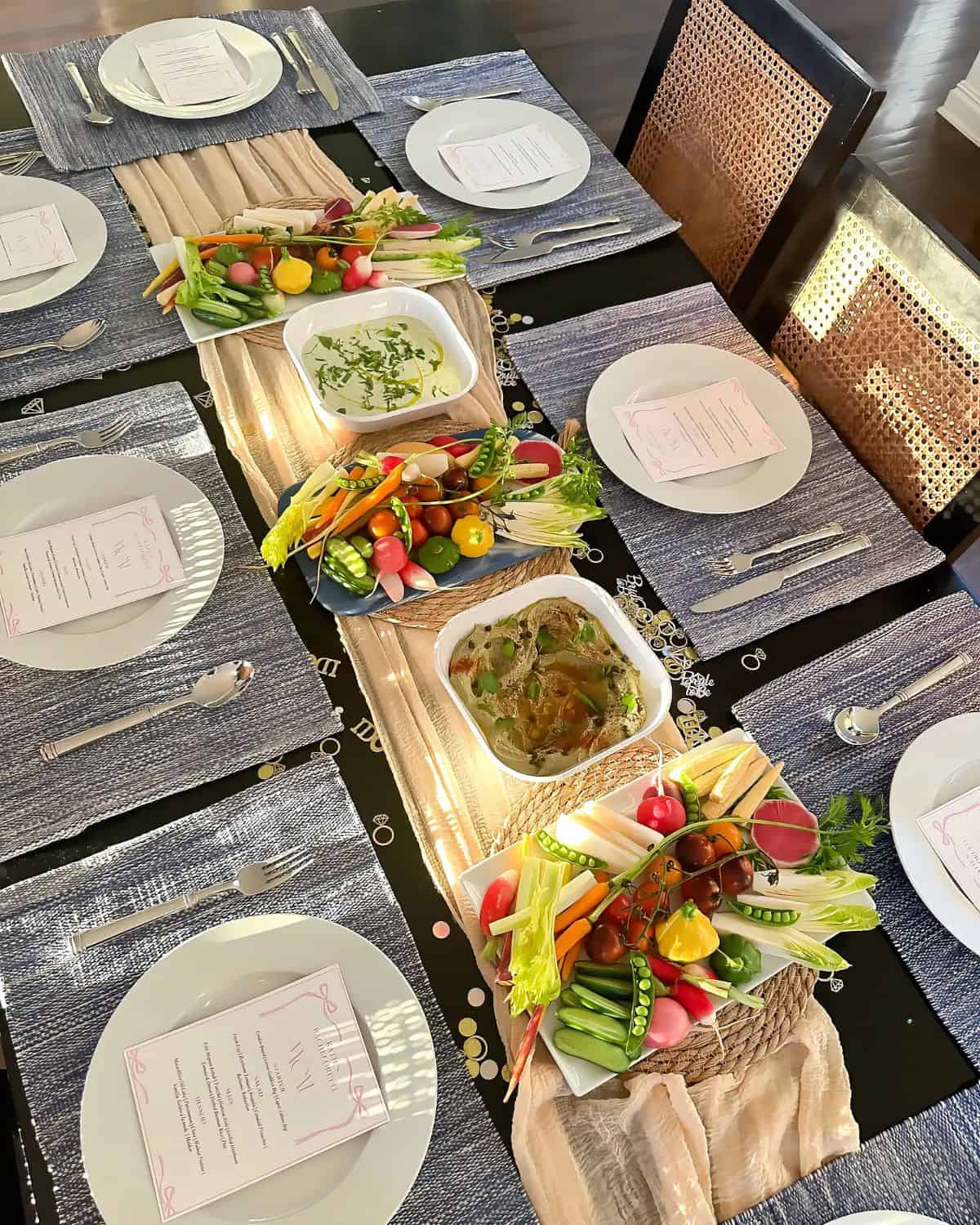 A private dinner party table set in a client home by Eats by Nicole