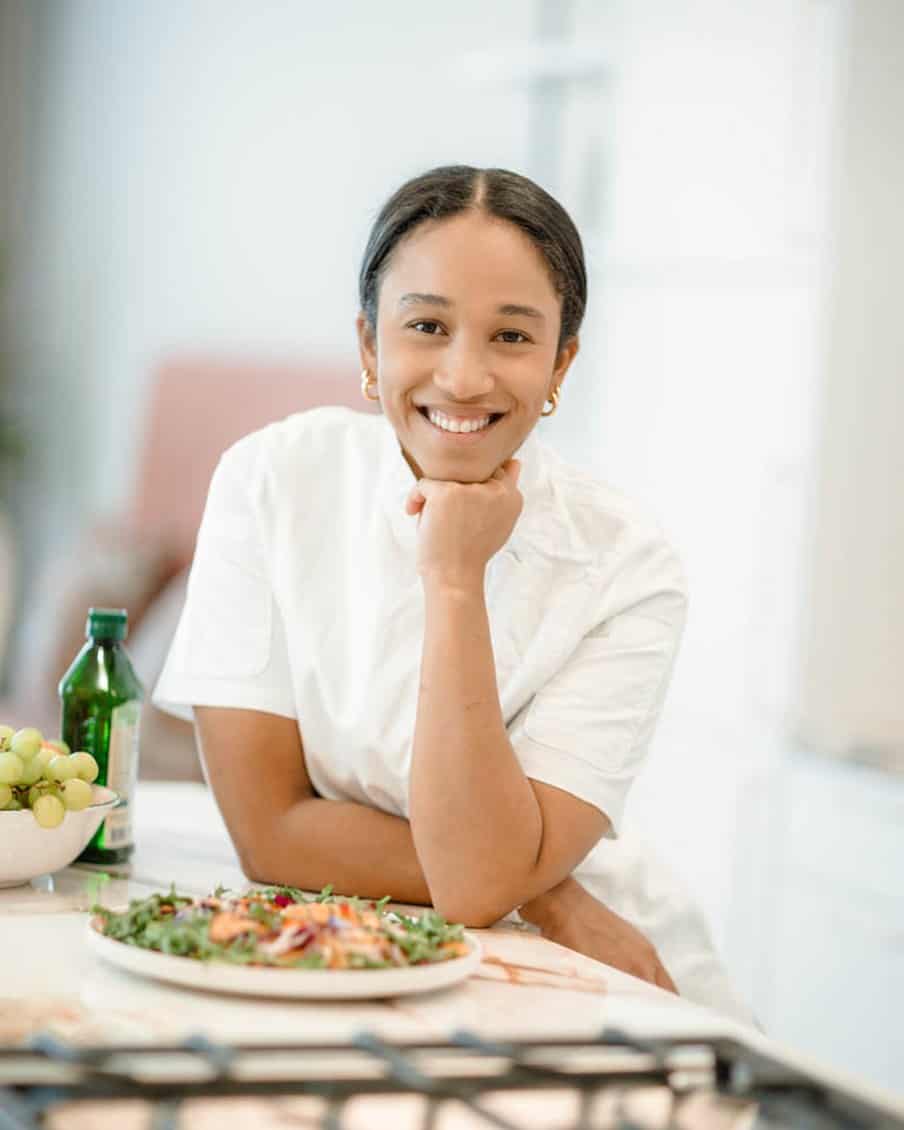 Nicole Lee, Food Network champion and founder of Eats by Nicole, in a client kitchen